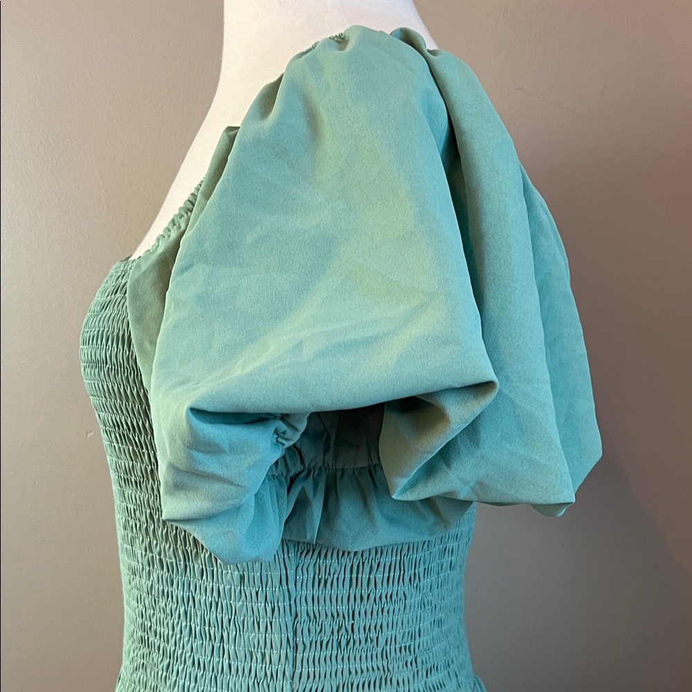 Pretty Garden Chic Puff Sleeve Maxi Dress in Green Large - Picture 5 of 11